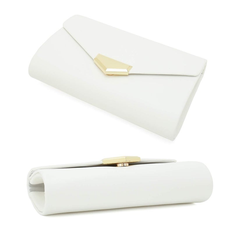 CHARMING TAILOR PU Clutch Purse for Women Evening Bag Chic Clutch Handbag for Special-occasion (White) - Image 5